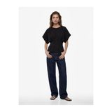 Koton Viskon Kumaş Slim Fit Bisiklet Yaka Kısa Kollu Belden Oturtmalı Pileli Bluz