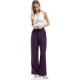 Koton Viskon Pileli Cepli Yüksek Bel Palazzo Pantolon - Bordo - Loose - 40