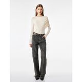 Koton Viskon Slim Fit Drape Detaylı Bisiklet Yaka Uzun Kollu Bluz - Ekru - XS