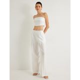 Koton x Melis Ağazat - Crop Straplez Büstiyer Kat Detaylı Slim Fit - 36 - Ekru