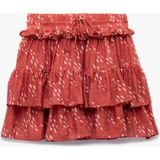Koton x Melis Ağazat - Desenli Beli Lastikli Bağlamalı Katmanlı Fırfırlı Mini Etek - Pembe - 38