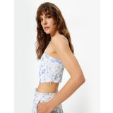 Koton X Melis Ağazat - İnce Askılı Çiçekli Büstiyer Slim Fit Astarlı