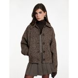 Koton x Melis Ağazat Kadın Kısa Kaban Uzun Kollu Polyester Karışımlı Düğmeli Cepli - Kahve - 44