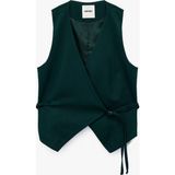 Koton x Melis Ağazat Kadın Yeşil Slim Fit Kruvaze Blazer Yelek Bağlama Detaylı Şık Tasarım - 36