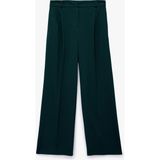 Koton x Melis Ağazat - Pileli Cepli Bol Düz Paça Kumaş Pantolon - Yeşil - Regular - 36