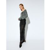 Koton X Melis Ağazat - Slim Fit Yarım Astarlı Otriş Detaylı Transparan Pullu Payetli İşlemeli Uzun Etek