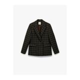 Koton X Melis Ağazat - Uzun Kollu Kruvaze Cepli Ekose Oversize Blazer Ceket