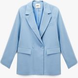 Koton x Melis Ağazat - Uzun Kollu Kruvaze Oversize Blazer Ceket - 38 - Mavi