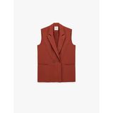 Koton X Melis Ağazat - Viskon Kumaş Cepli Kolsuz Kruvaze Blazer Ceket Yelek