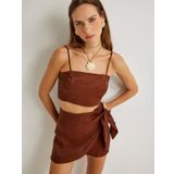 Koton X Şahika Ercümen - Parlak Askılı Crop Büstiyer Lyocell Kumaş Slim Fit