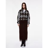 Koton x Şahika Ercümen - Yırtmaçlı Dantel Detaylı Uzun Triko Kalem Etek - Kahve - XL