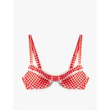 Koton X Sibil Çetinkaya - Dantel Detaylı Pötikareli Balenli Bikini Üstü