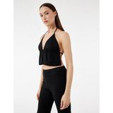 Koton X Zeynep Bastık - Bağlama Detaylı Taşlı Askılı Viskon Karışımlı Slim Fit V Yaka Bluz