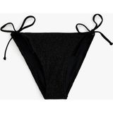Koton Yanları Bağlamalı Ipli Dokulu Bikini Altı - 38 - Siyah