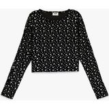 Koton Yıldız Desenli Uzun Kollu Bisiklet Yaka Crop Bluz - Siyah - 9 - 10 Yaş