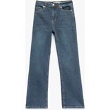Koton Yüksek Bel Dar Kalıp Düğmeli Cepli Ispanyol Paça Crop Jean Pantolon - Flare Jeans - Lacivert - Slim Fit - 26 / 32