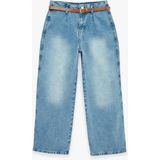 Koton Yüksek Bel Pamuklu Kemerli Kısa Geniş Paça Denim Pantolon - Wide Leg Jean - Mavi - Regular - 31 / 32