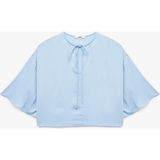 Koton Yuvarlak Bağlamalı Yaka 3/4 Yarasa Kol Oversize Bluz - 42 - Mavi