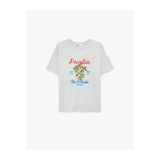Koton Zeytin Baskılı Gri Kadın T-Shirt 6SAK50032EK