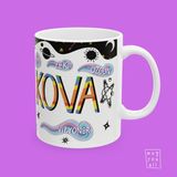 Kova Burcu Aquarius Astroloji Temalı Özel Çizim Tasarım Hediyelik Porselen Kahve Kupası - Beyaz - 325 ml