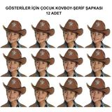 Kovboy Şerif Şapkası Kahve 12 Adet - Kostüm, Parti Gösteri Şapkası