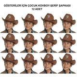 Kovboy Şerif Şapkası Kahve 12 Adet - Kostüm, Parti Ve Gösteri Şapkası P79717s658