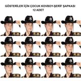 Kovboy Şerif Şapkası Siyah 12 Adet - Kostüm, Parti Ve Gösteri Şapkası Mirsm0010k-Smr-E179-12