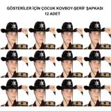 Kovboy Şerif Şapkası Siyah 12 Adet - Kostüm, Parti ve Gösteri Şapkası MKTB-SMR-E179-12