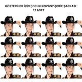 Kovboy Şerif Şapkası Siyah 12 Adet - Kostüm, Parti Ve Gösteri Şapkası P79718s6994