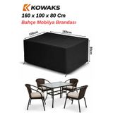 KOWAKS Bahçe Mobilya Brandası 160x100x80 Cm Masa Sandalye Koruma Örtüsü Kılıf Siyah Su Geçirmez