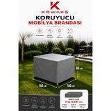 KOWAKS Bahçe Mobilya Brandası 160x160x80 Cm Masa Sandalye Koruma Örtüsü Kılıf Gri Su Geçirmez