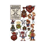 Kowboy Vahşi Batı Sticker Set-1 14 Parça Telefon, Tablet, Defter, Laptop Sticker