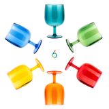 KOXIN-KARLU Klasik İstiflenebilir 340 ml Plastik Şarap Sapları Akrilik Bardaklar, 6'lı Set Çok Renkli