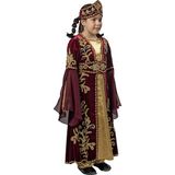 Köylü Kostüm Mihrimah Sultan Kıyafeti Kız Çocuk Lüks Kadife Bindallı Elbisesi Bordo - 11 - 13 Yaş
