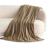 Koyu Bej 220X230 Çift Kişilik Polar Tv Battaniyesi Salon Oturma Yatak Odası Için Koltuk Şalı - 220 x 230 cm