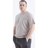 Koyu Bej Basic Kısa Kol O Yaka Büyük Beden Erkek T-Shirt - 88072
