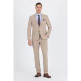Koyu Bej Kırlangıç Yaka Kelebek Astar 6 Drop Slim Fit Beli Lastikli Takım Elbise 1001250176