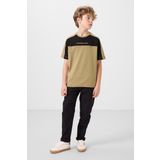 Koyu Bej Pamuklu Yumuşak Dokulu Oversize Fit Baskılı Erkek Çocuk T-Shirt - 11290