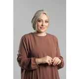 Koyu Bej Pratik Hazır Geçmeli Tesettür Bone Sandy Pileli Salaş 2121_44