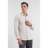 Koyu Bej Sert Yaka Uzun Kol Cepsiz Slim Fit Pamuklu Gömlek 1004255284