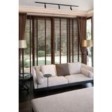 Koyu Ceviz 50MM %100 Gerçek Ahşap Jaluzi Perde Redüktörlü Zincir Mekanizmalı Ofis/ev Tüm Mekanlar - Kırmızı - 65 x 120