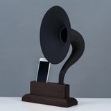 Koyu Ceviz Ahşap Gövde Siyah Metal Başlık Akustik Gramofon