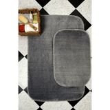 Koyu Gri Banyo Paspas Takımı 2'li Yumuşak Pelüş Tüylü Kaymaz Tabanlı ( 60x100 / 40x60 ) bp3