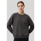 Koyu Gri Basic O Yaka Oversize Kadın Sweatshirt - 97053