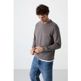Koyu Gri Basic O Yaka Rahat Form Erkek Sweatshirt - 88053