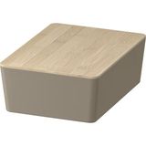 Koyu Gri Bej Bambu Kapaklı Saklama Kutusu 18X26X8 cm - Amber - Seçenek 1