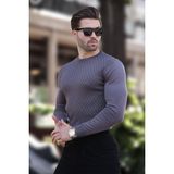 Koyu Gri Desenli Erkek Triko Kazak 7266 - 2XL