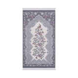 Koyu Gri Floral Desen İpeksi Goblen Seccade