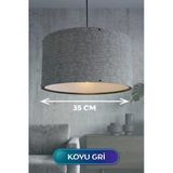 Koyu Gri Kumaş Başlıklı Sarkıt Avize 35 Cm