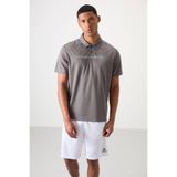 Koyu Gri Nefes Alan Dokulu İnce Esnek Standart Fit Polo Yaka Erkek Performans T-Shirt - 88393